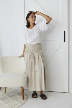 RE:UNION - Matty White Linen Puff Sleeve Crop Top