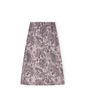 Rippled Jacquard Long Slit Skirt - Black Lotus