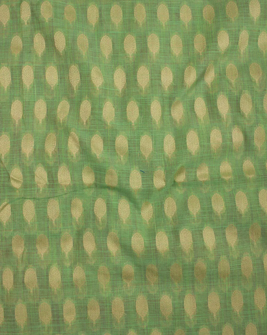 Sea Green Gold Booti Pattern Woven Jacquard Chanderi Fabric