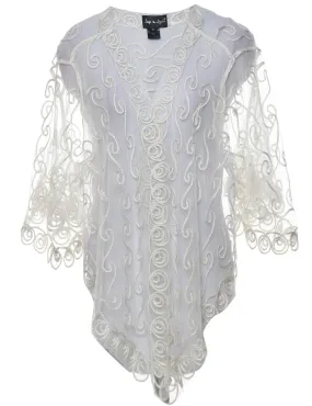 Sheer  Embroidered Off White Jacket - M