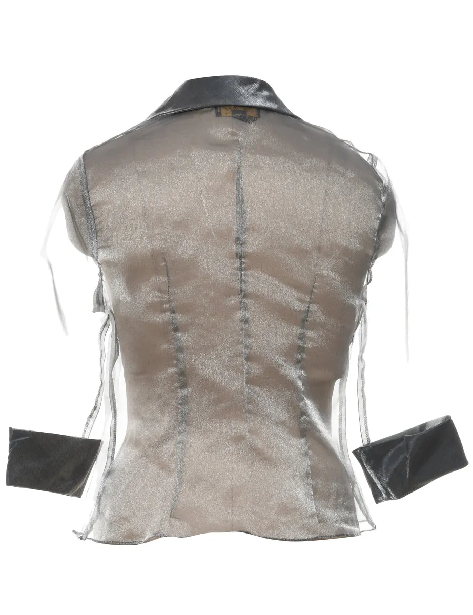 Sheer Silver Effect Evening Jacket - M