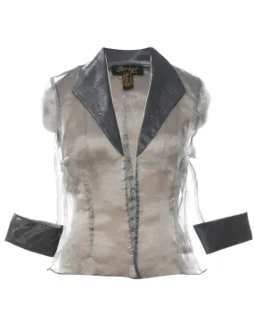 Sheer Silver Effect Evening Jacket - M