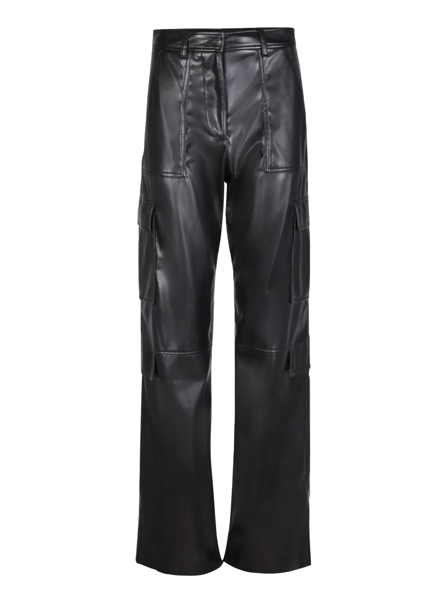 Soft eco leather black cargo trousers