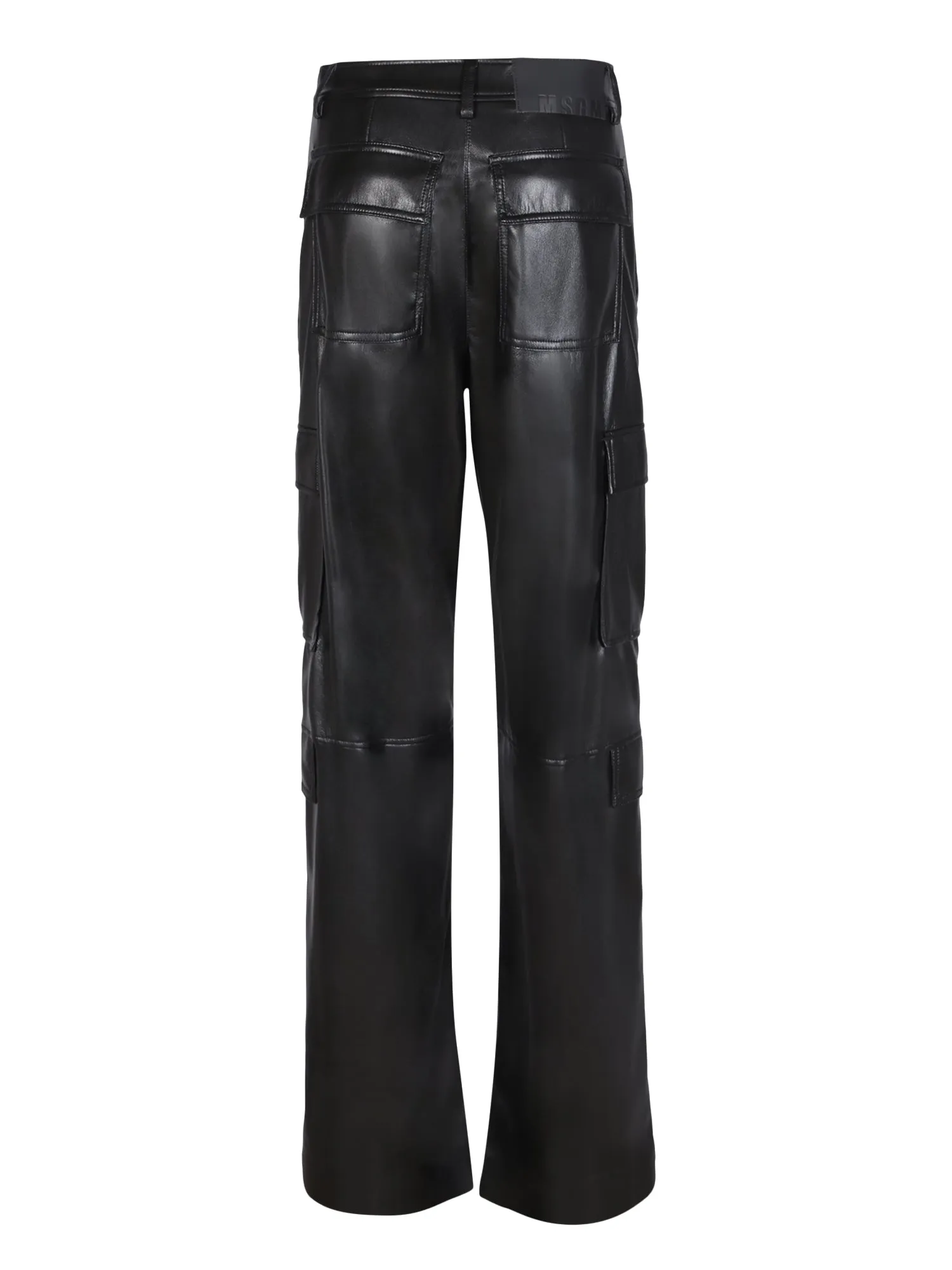 Soft eco leather black cargo trousers