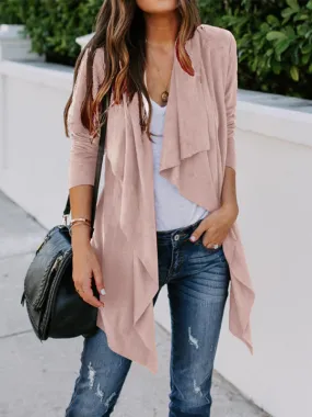 Solid Cascade Open Front Cardigan