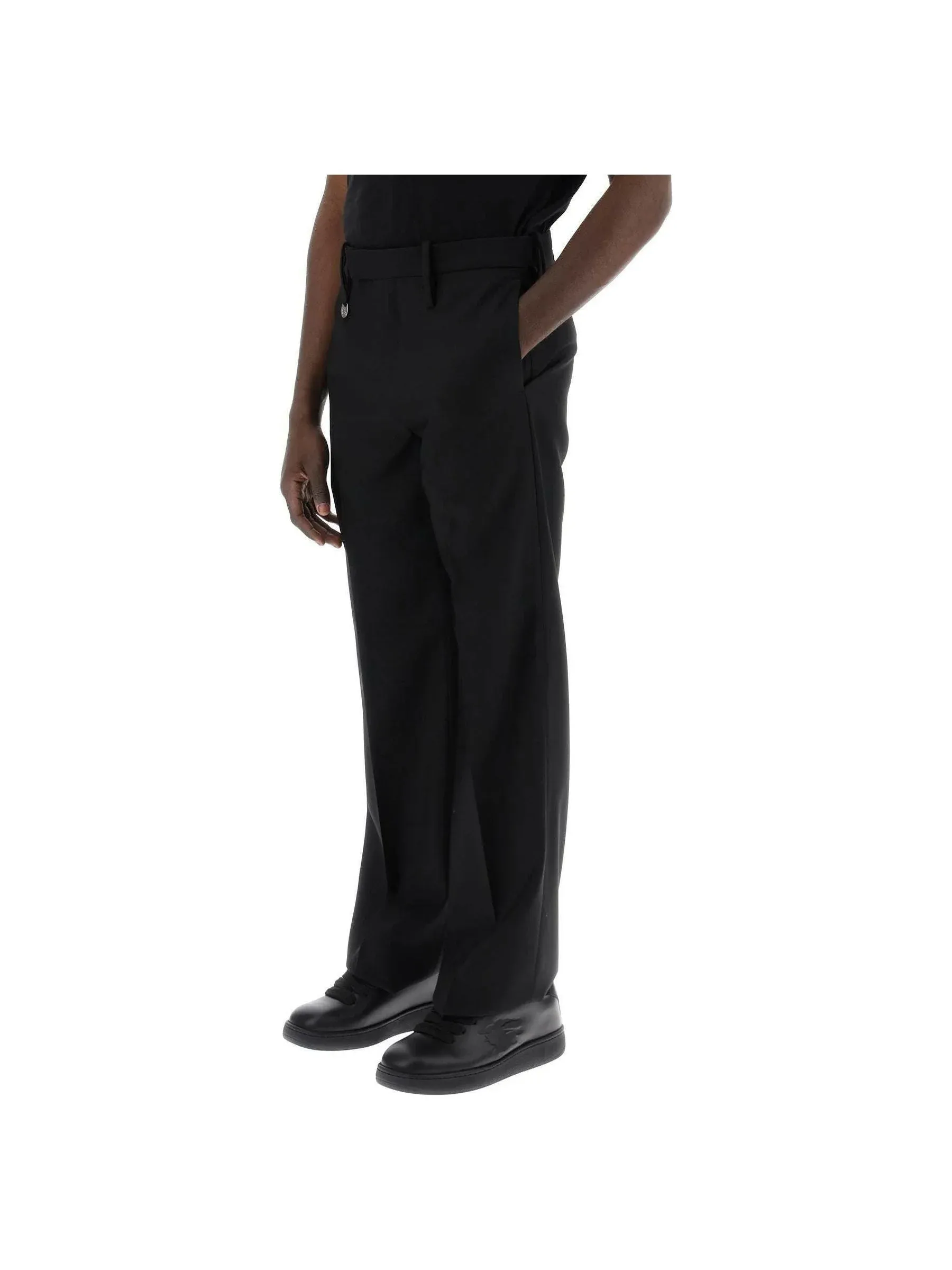 Straight Leg Wool Trousers