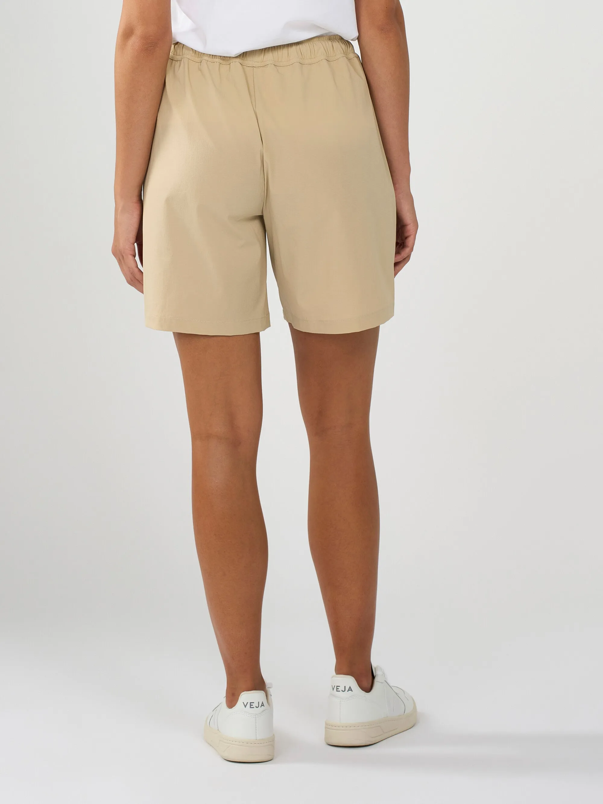 Stretch ribstop elastic waist shorts - Safari