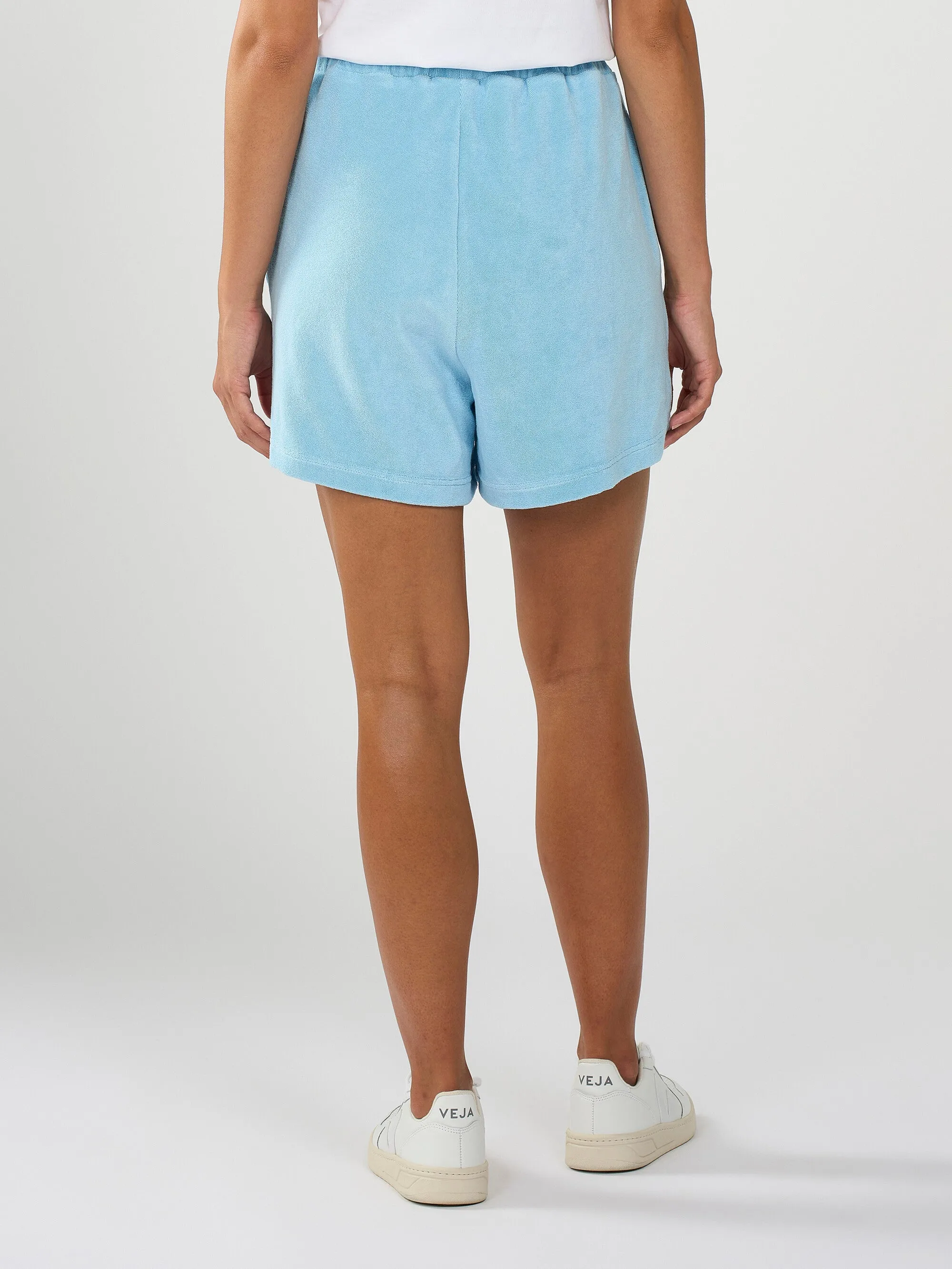 Terry elastic waist shorts - Airy Blue