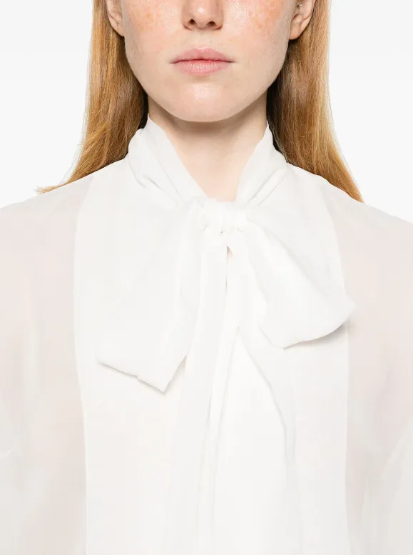 tied-neck blouse