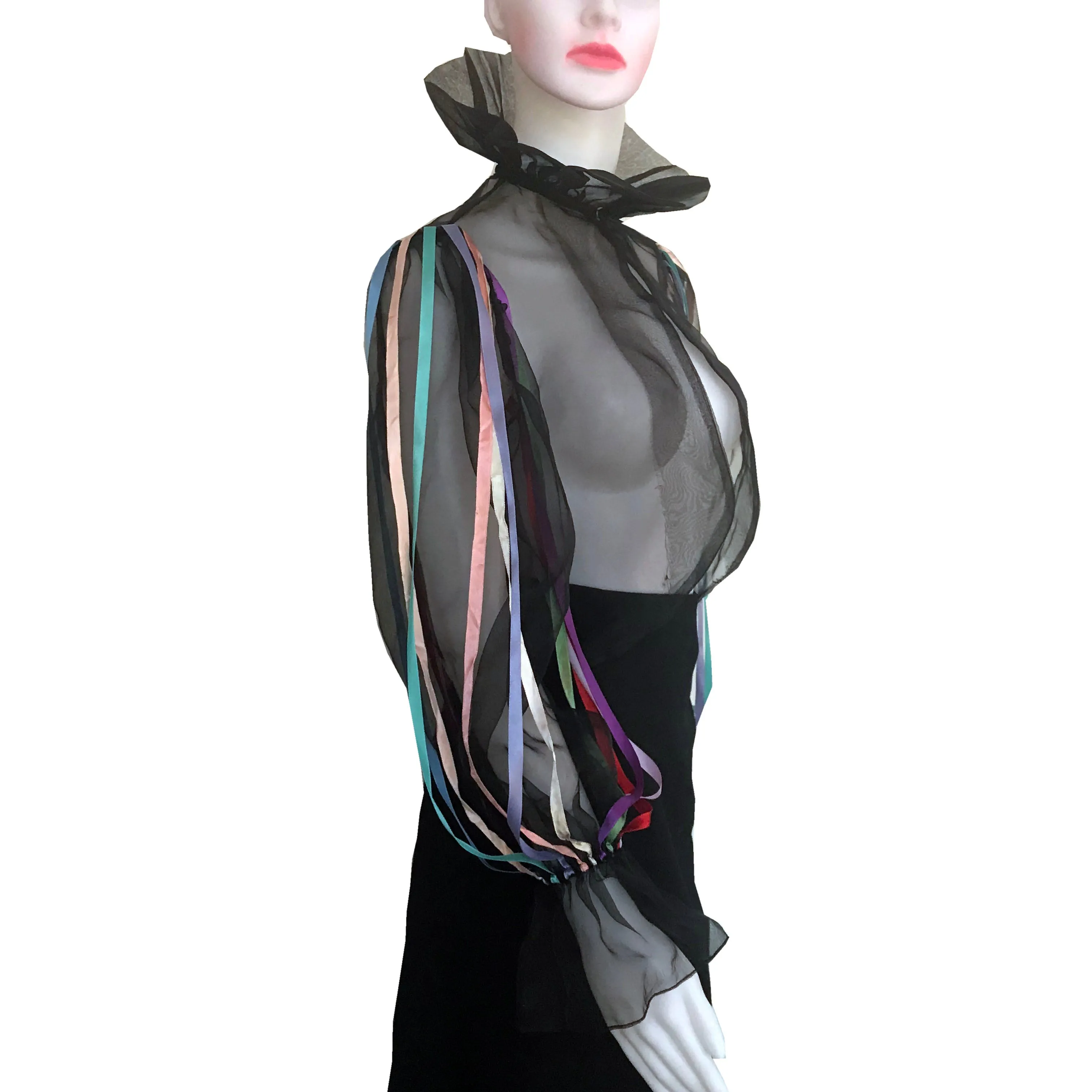 Vintage 1980s Harlequin Style Sheer Organza Jacket