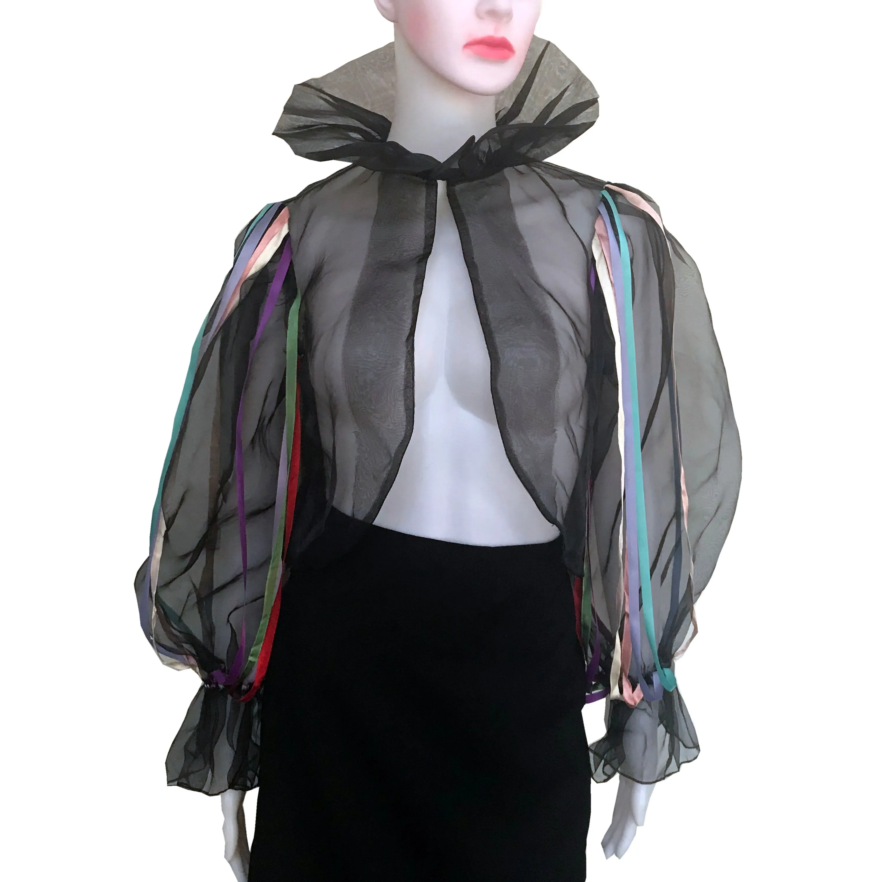 Vintage 1980s Harlequin Style Sheer Organza Jacket