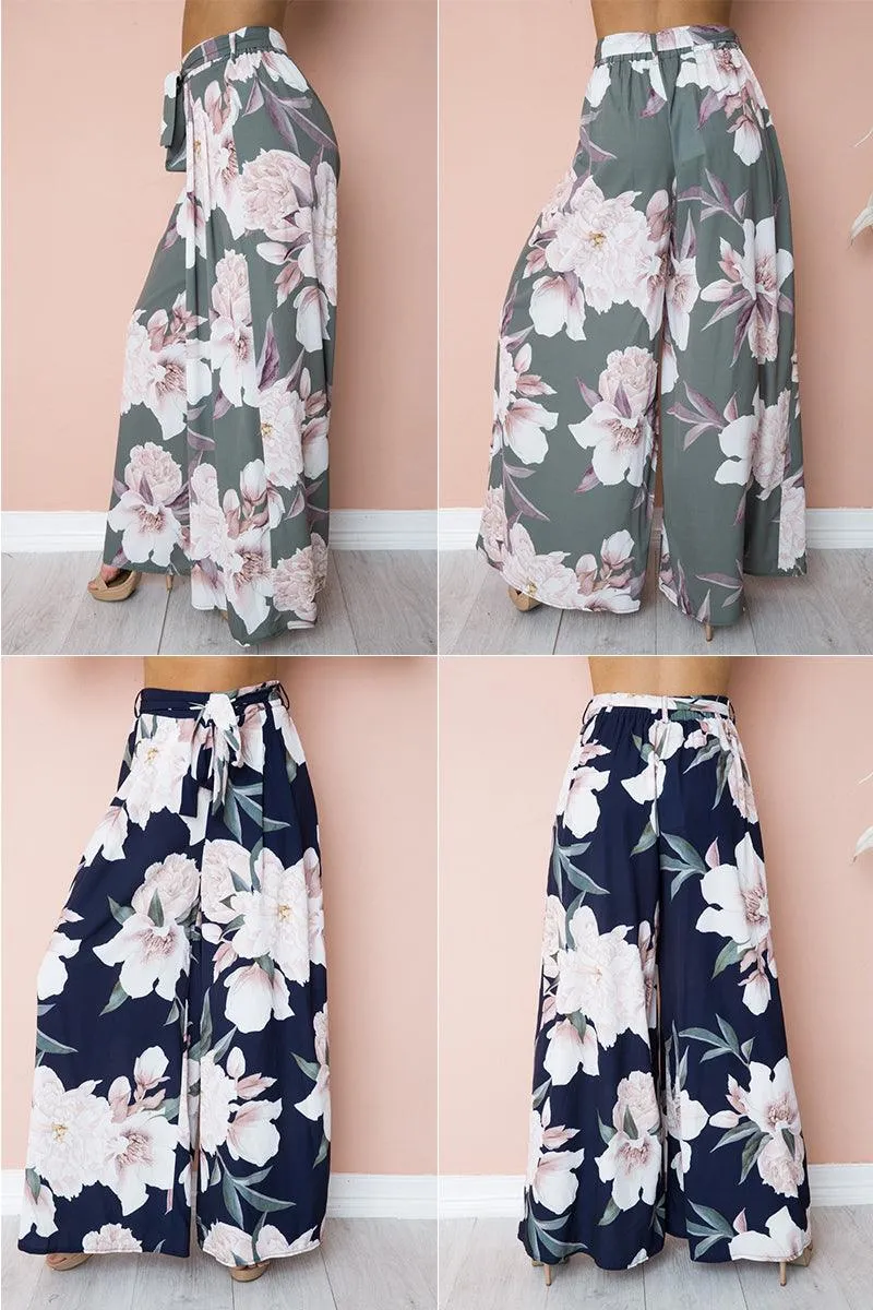 WIDE LEG FLORAL PANTS