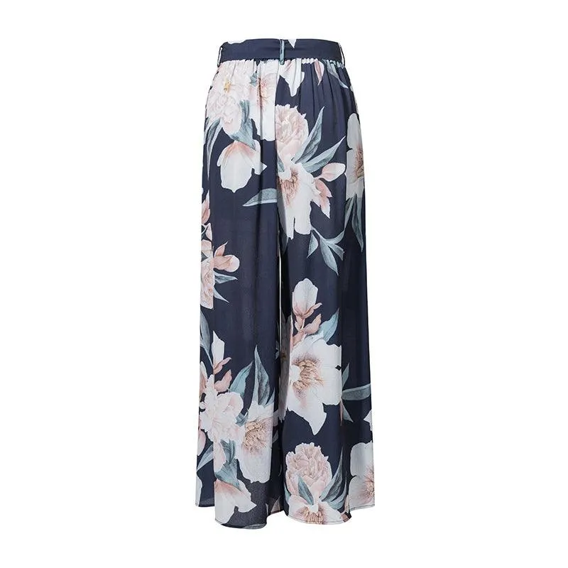 WIDE LEG FLORAL PANTS