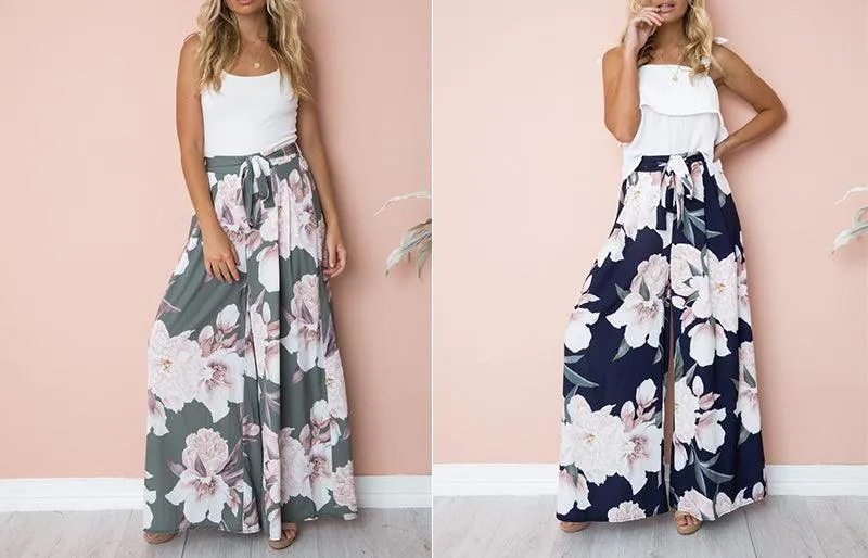 WIDE LEG FLORAL PANTS