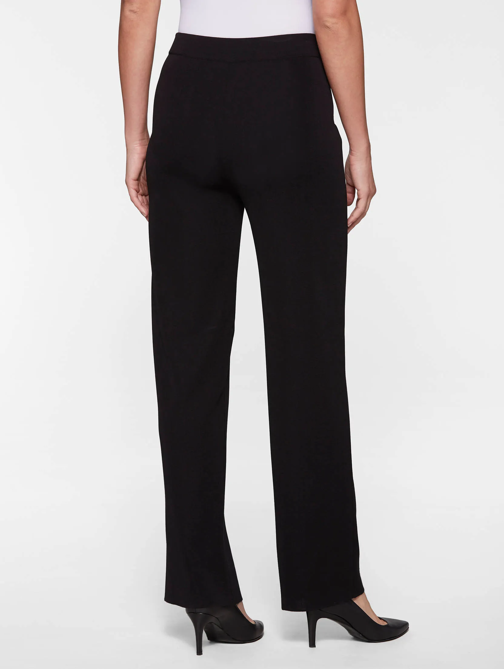 Wide Leg Knit Pant, Black