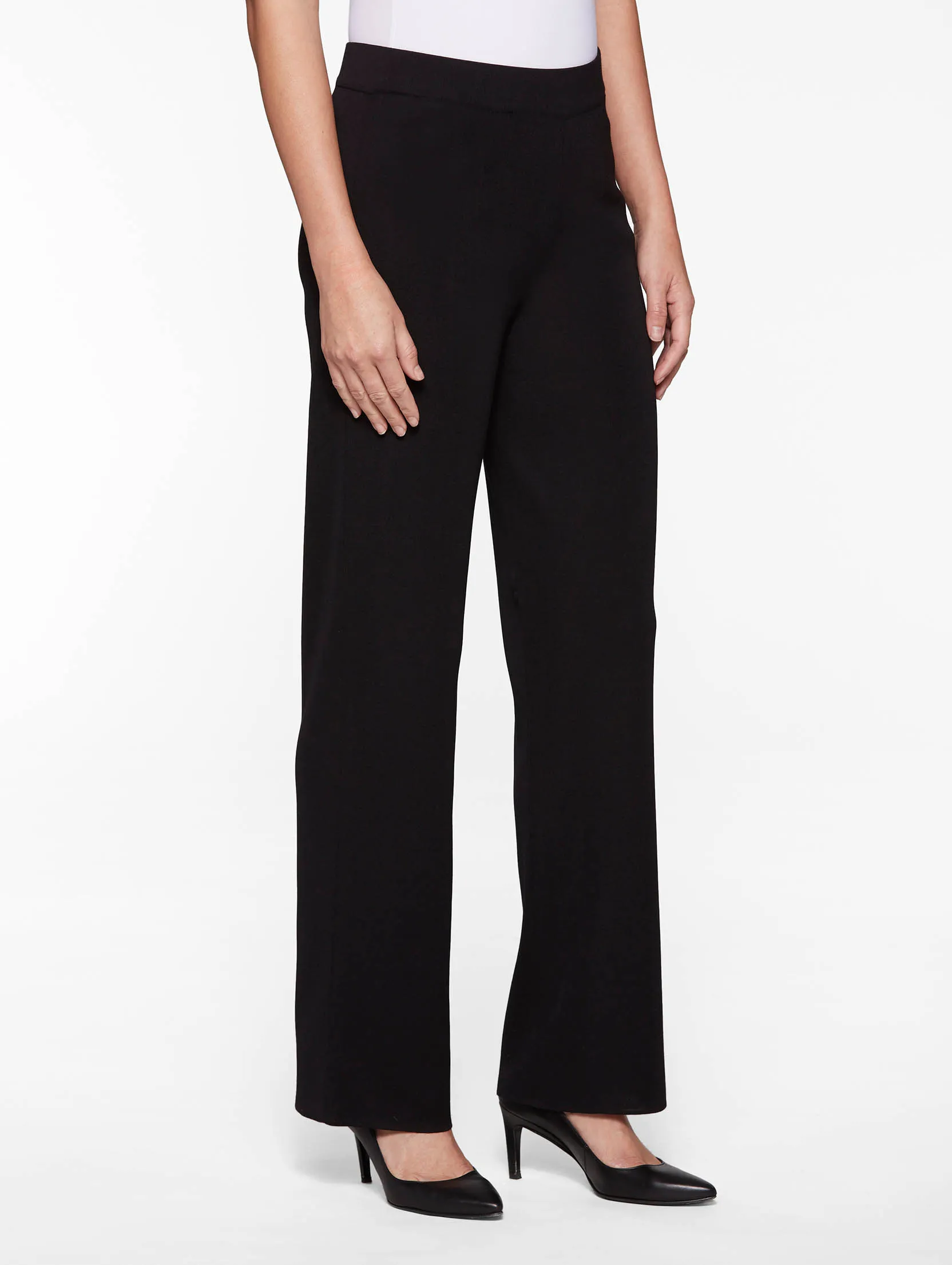 Wide Leg Knit Pant, Black