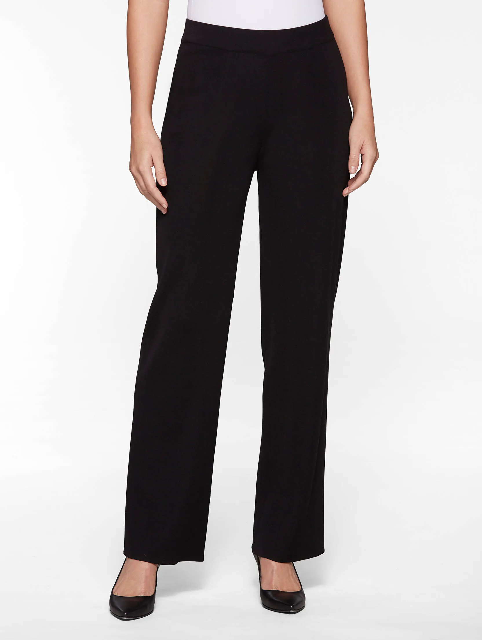 Wide Leg Knit Pant, Black