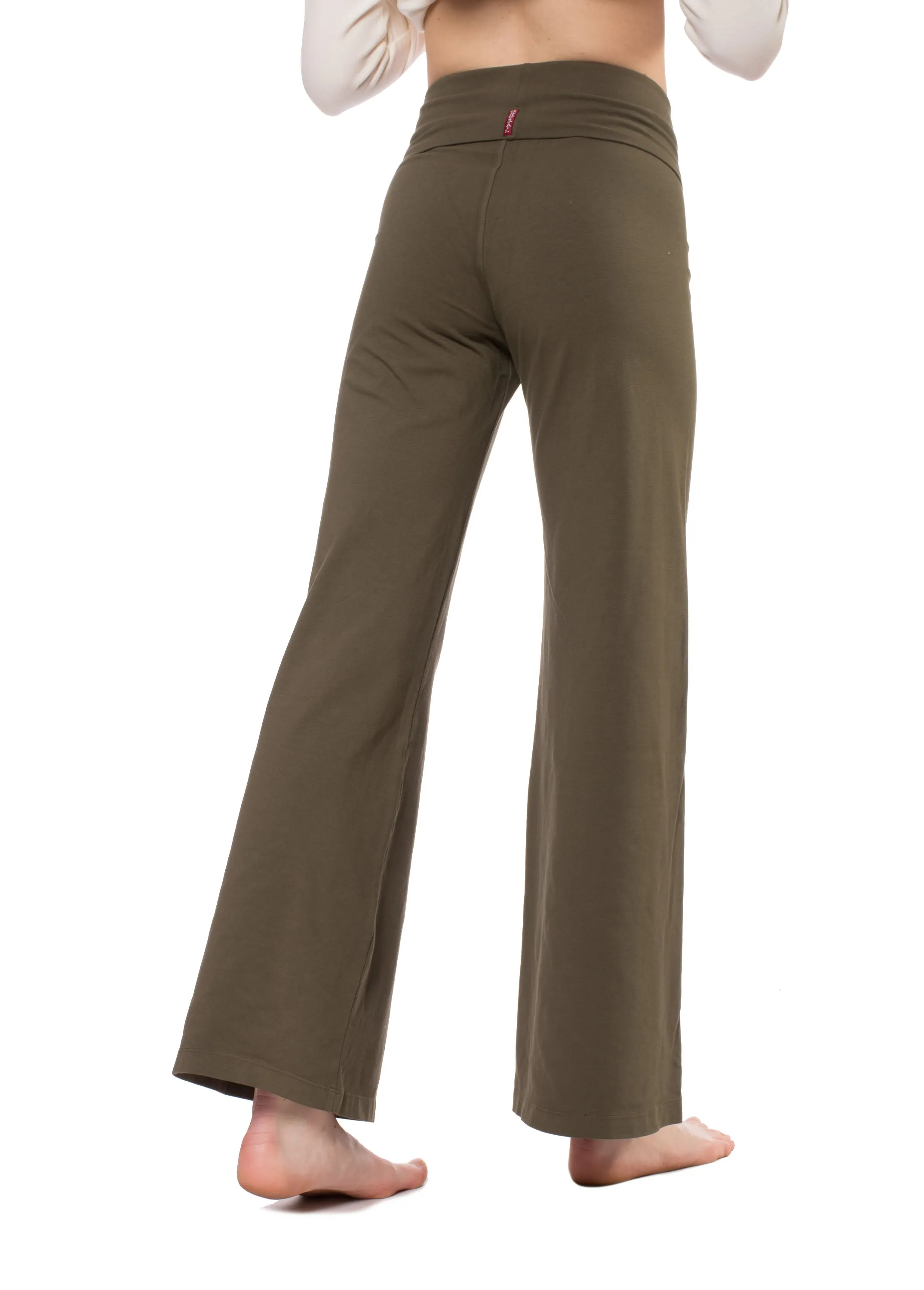 Wide Leg Roll Down Pants (Style W-326, Olive) by Hard Tail Forever