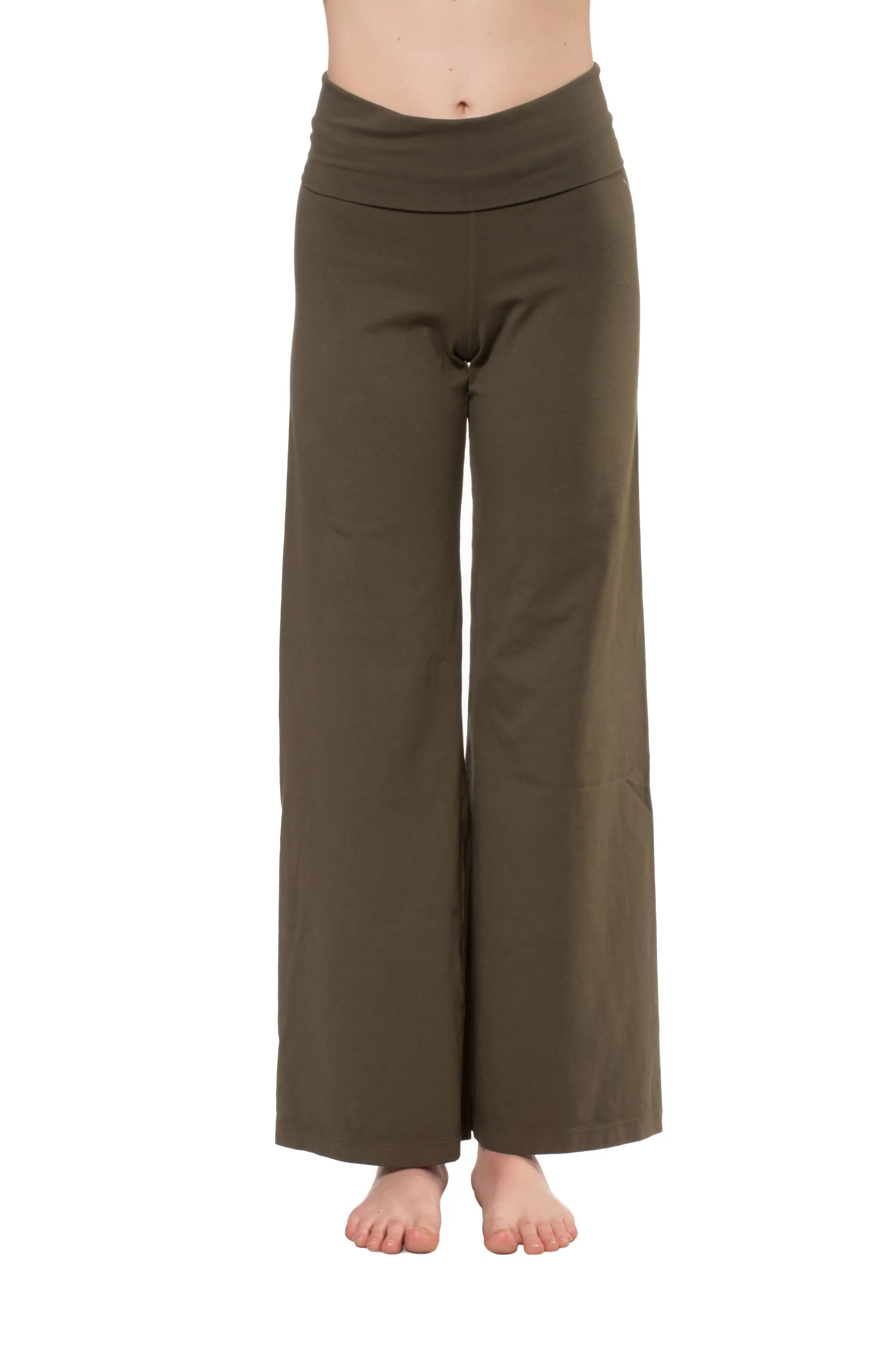 Wide Leg Roll Down Pants (Style W-326, Olive) by Hard Tail Forever