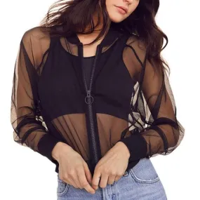 Women Mesh Sheer Jacket