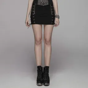 Women's Goth Lacing Side Zipper Mini Skirts